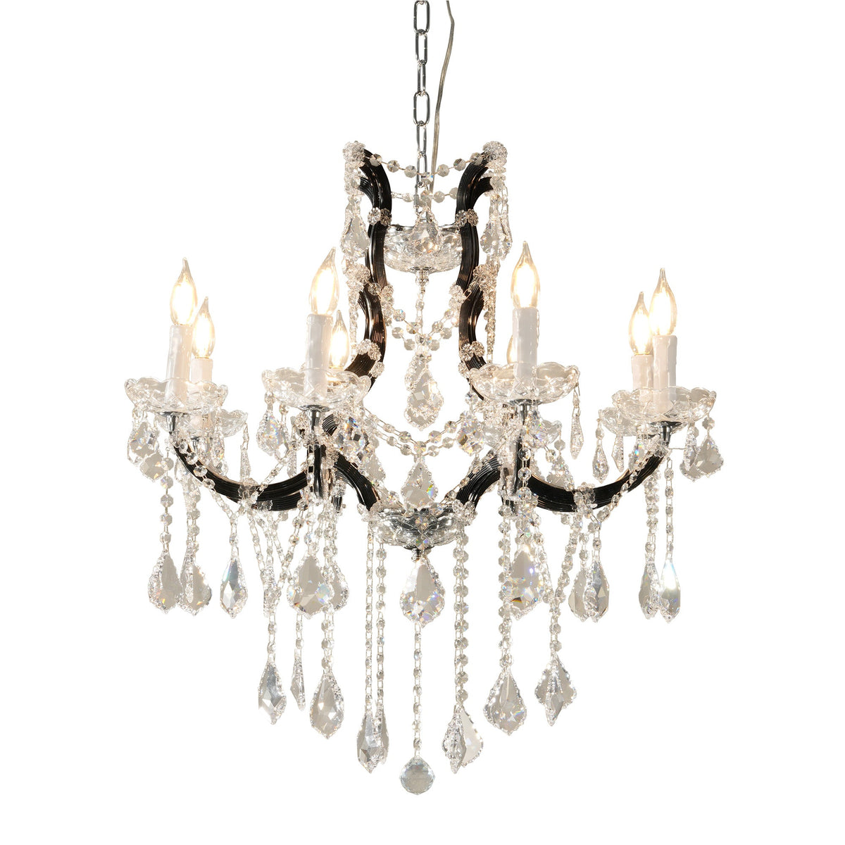 Modern Large Crystal Chandeliers Black / 8 Light