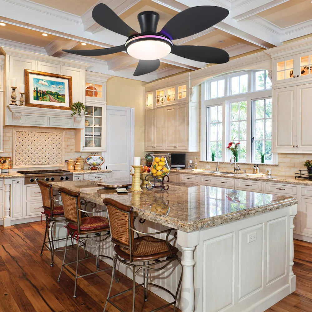 Modern LED Ceiling Fans Low Profile Ceiling Fans with Lights 6 Speeds 48’’ Ceiling Lights