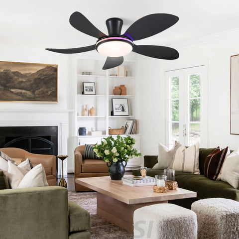 Modern LED Ceiling Fans Low Profile Ceiling Fans with Lights 6 Speeds 48’’ Ceiling Lights