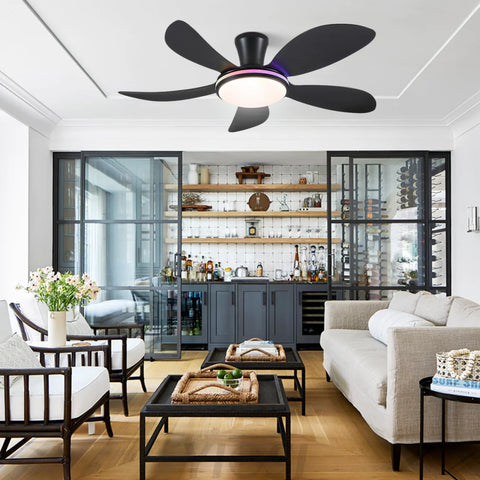 Modern LED Ceiling Fans Low Profile Ceiling Fans with Lights 6 Speeds 48’’ Ceiling Lights