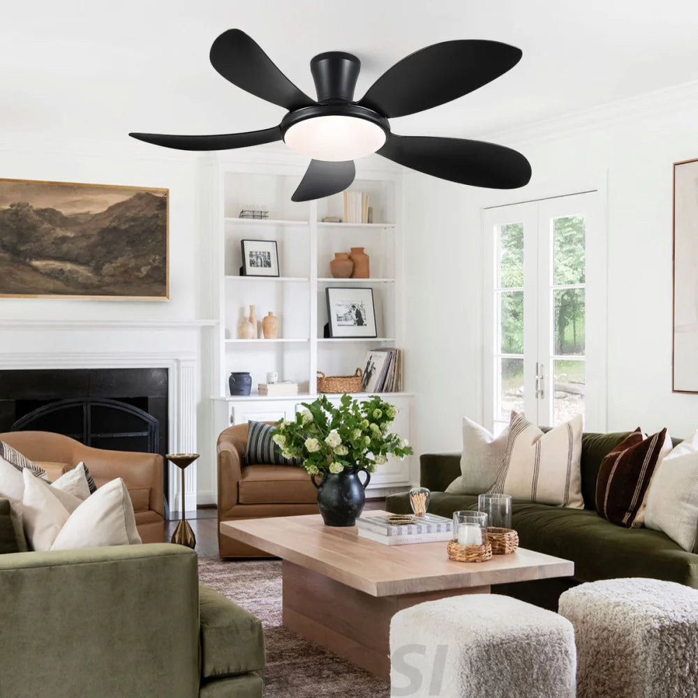 Modern LED Ceiling Fans Low Profile Ceiling Fans with Lights 6 Speeds 48’’ Ceiling Lights