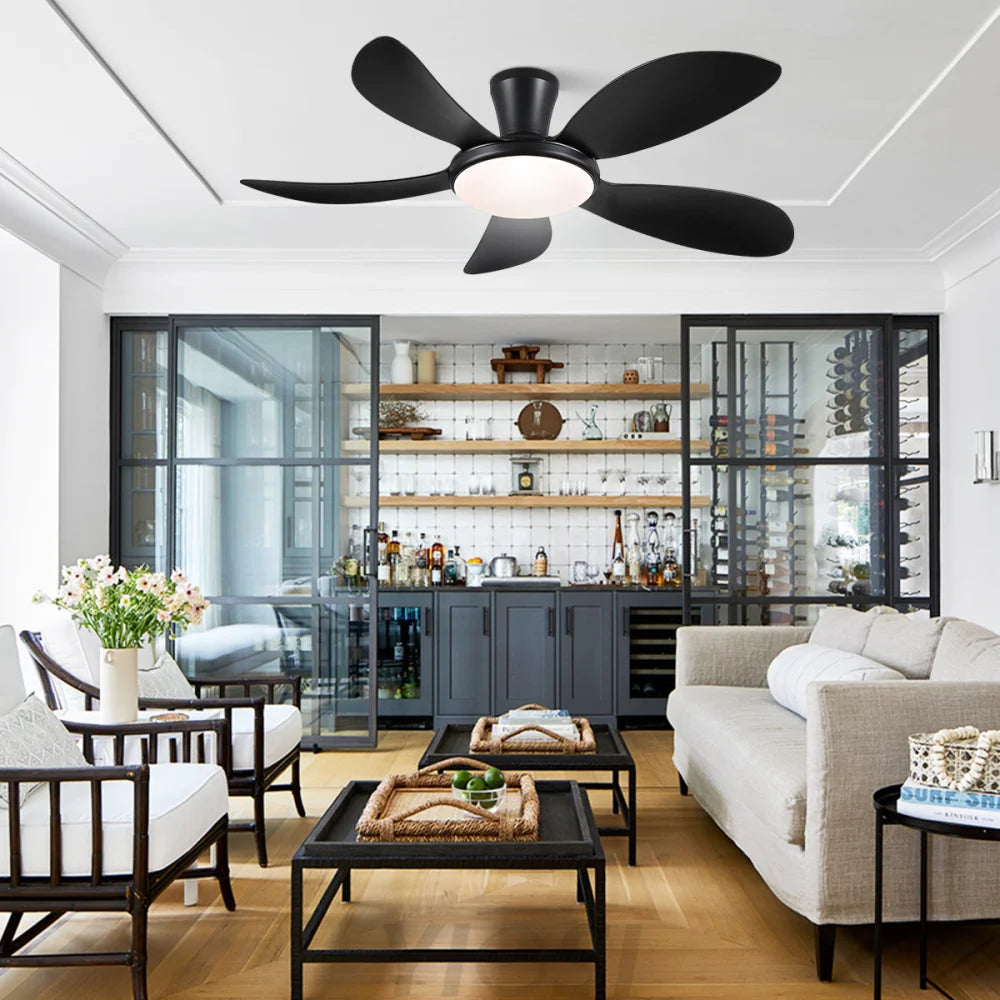 Modern LED Ceiling Fans Low Profile Ceiling Fans with Lights 6 Speeds 48’’ Ceiling Lights