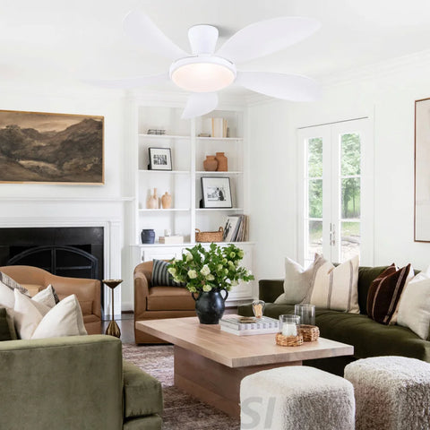 Modern LED Ceiling Fans Low Profile Ceiling Fans with Lights 6 Speeds 48’’ Ceiling Lights