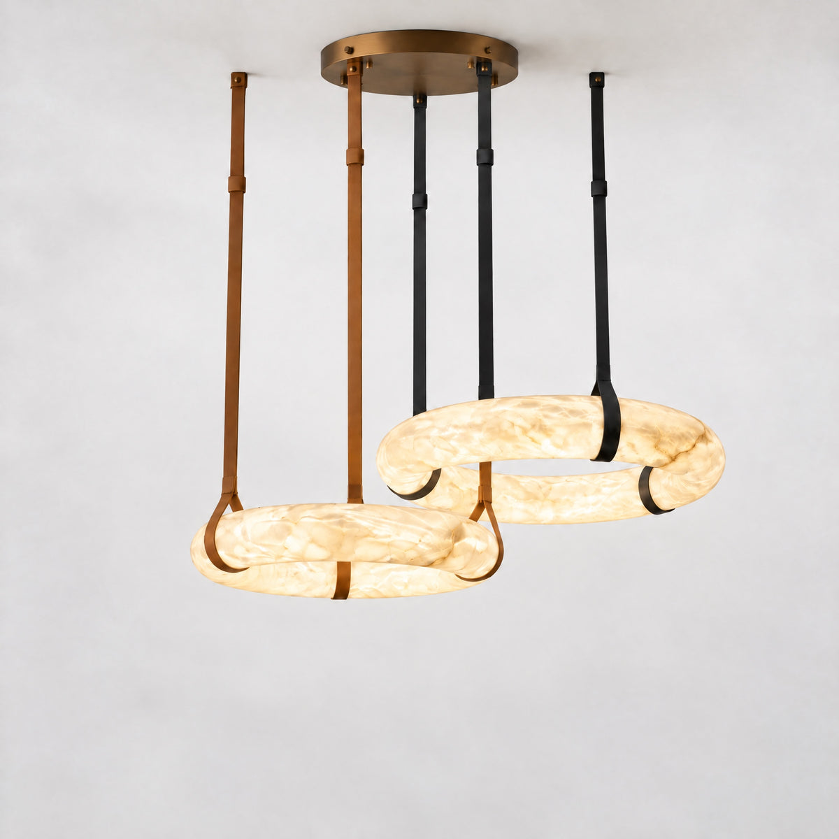 Modern Linked Double-Ring LED Pendant Chandelier