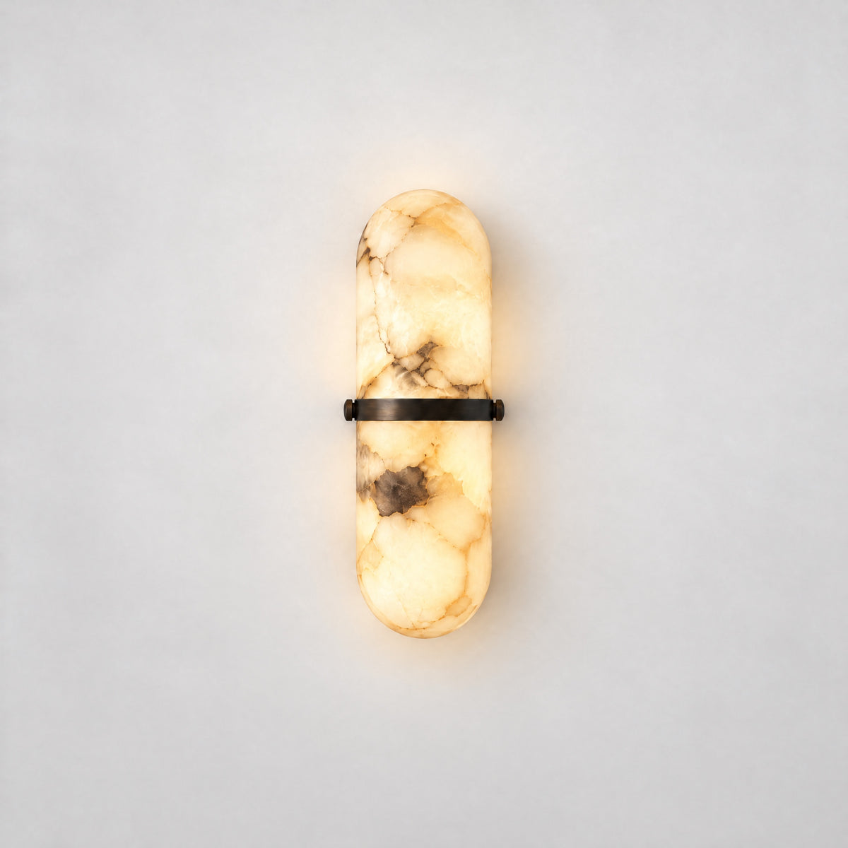 Modern Oval Marble-Pattern Wall Sconce – lights on