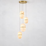 Modern Oval Multi-Drop Pendant Light – lights on