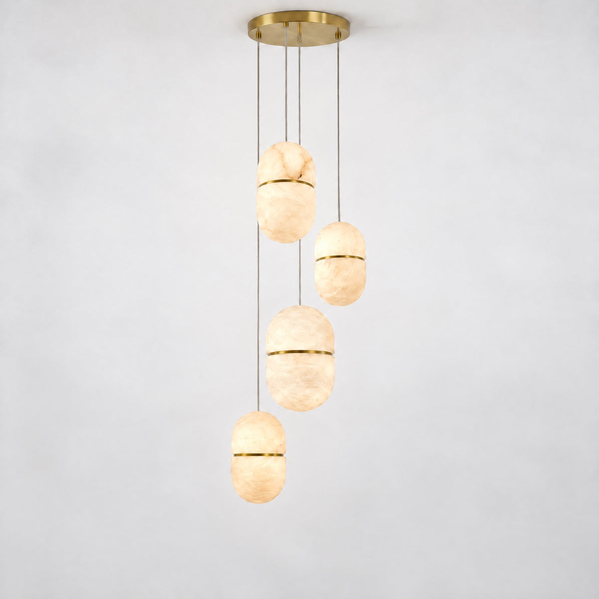 Modern Oval Multi-Drop Pendant Light – lights on