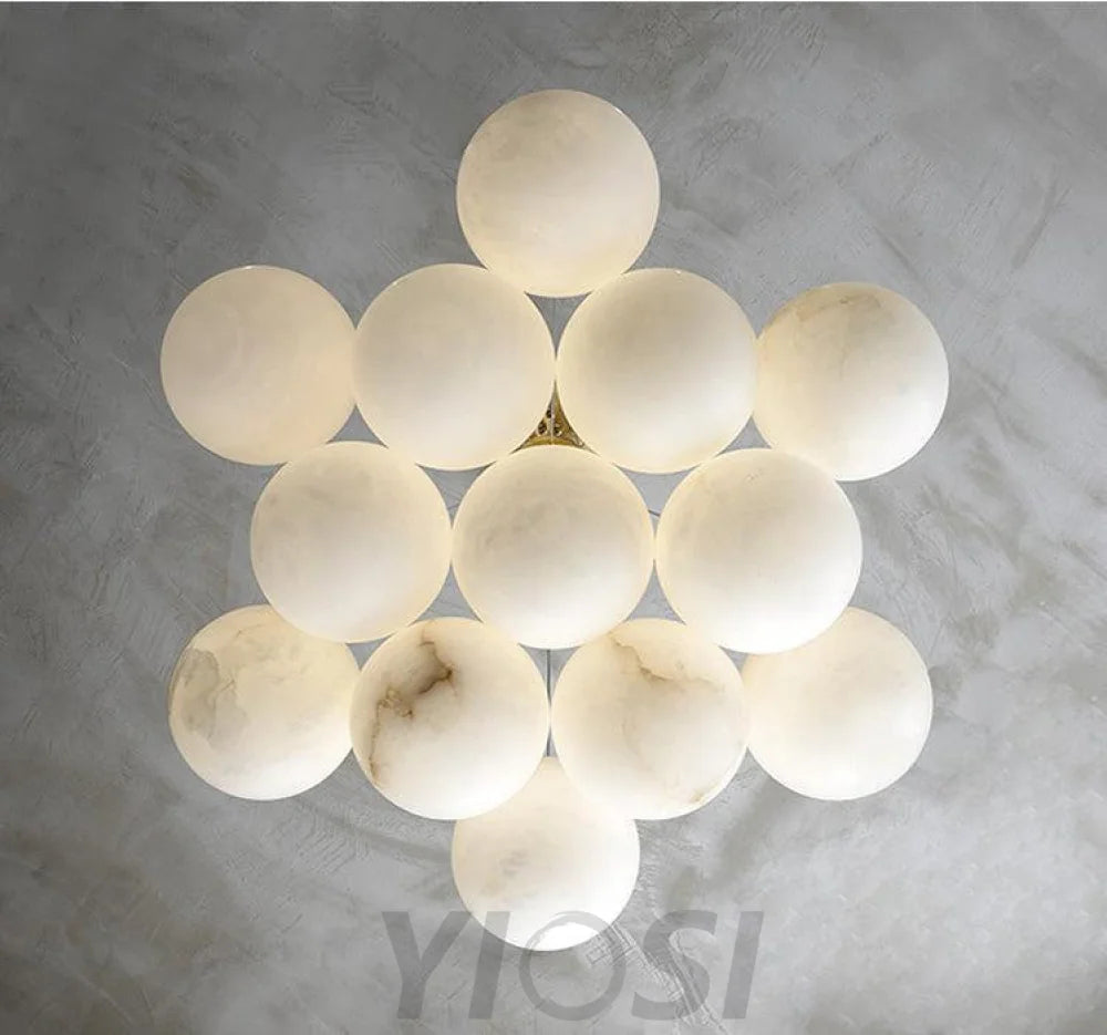 Modern Pearl Alabaster Ball Pendant Light Dining Room