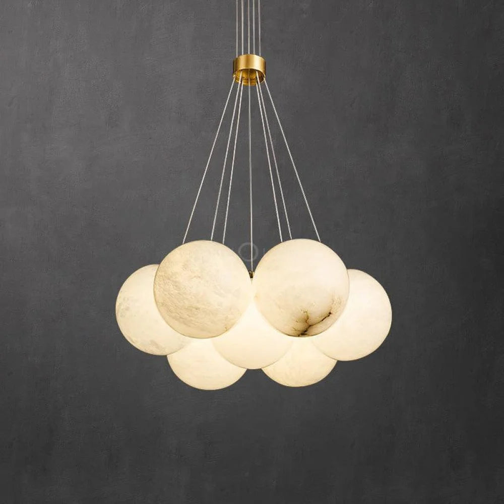 Modern Pearl Alabaster Ball Pendant Light Dining Room 7 Balls