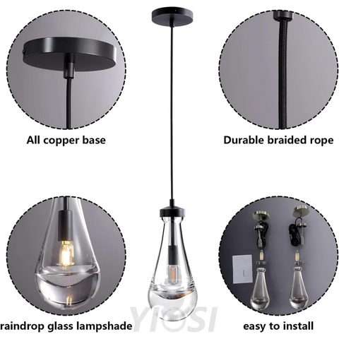 Modern raindrop-style suspended ceiling lamp