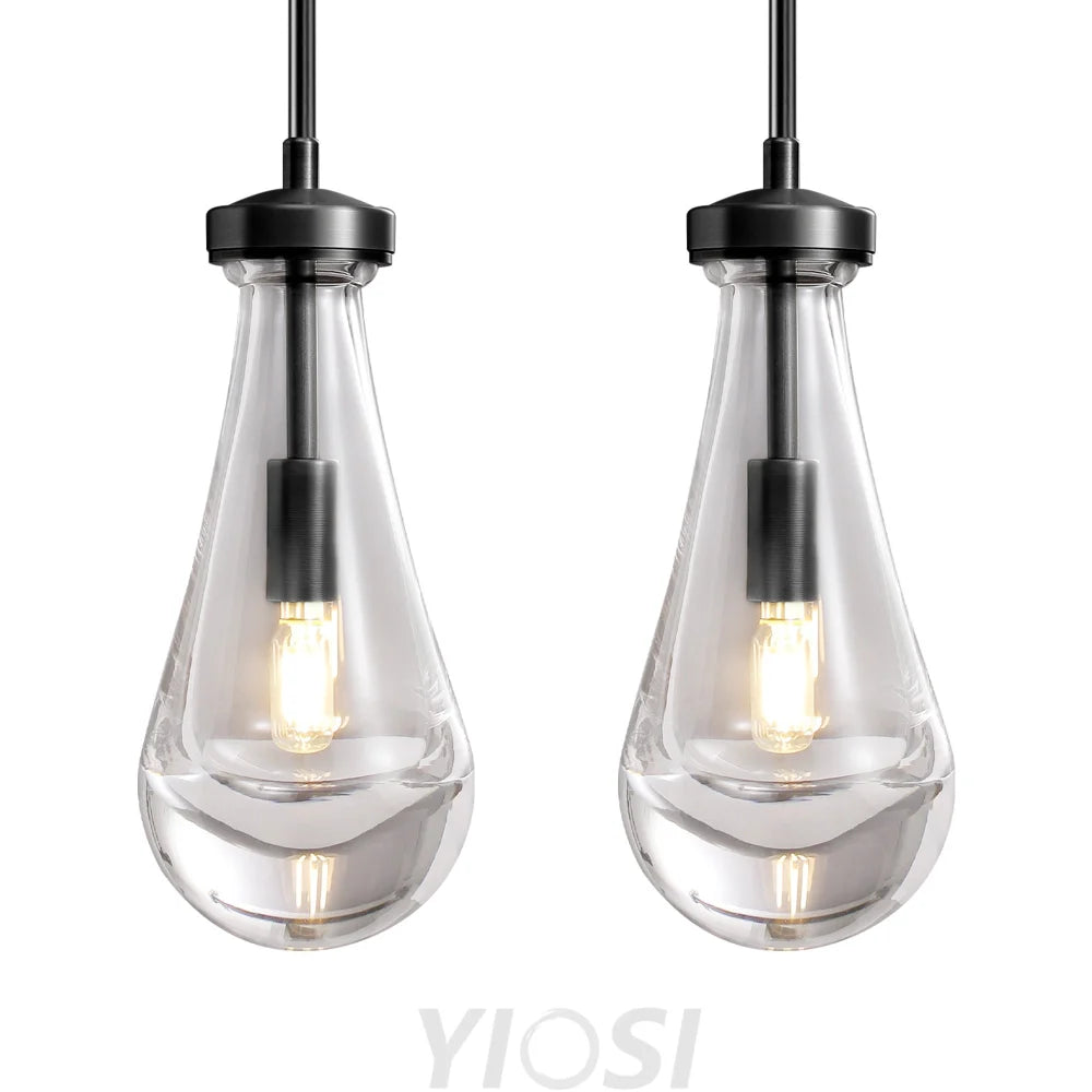 Modern raindrop style suspended ceiling lamp Black