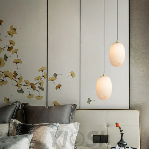 Modern Real Alabaster Pendant Lighting Beside Bed Dining Table