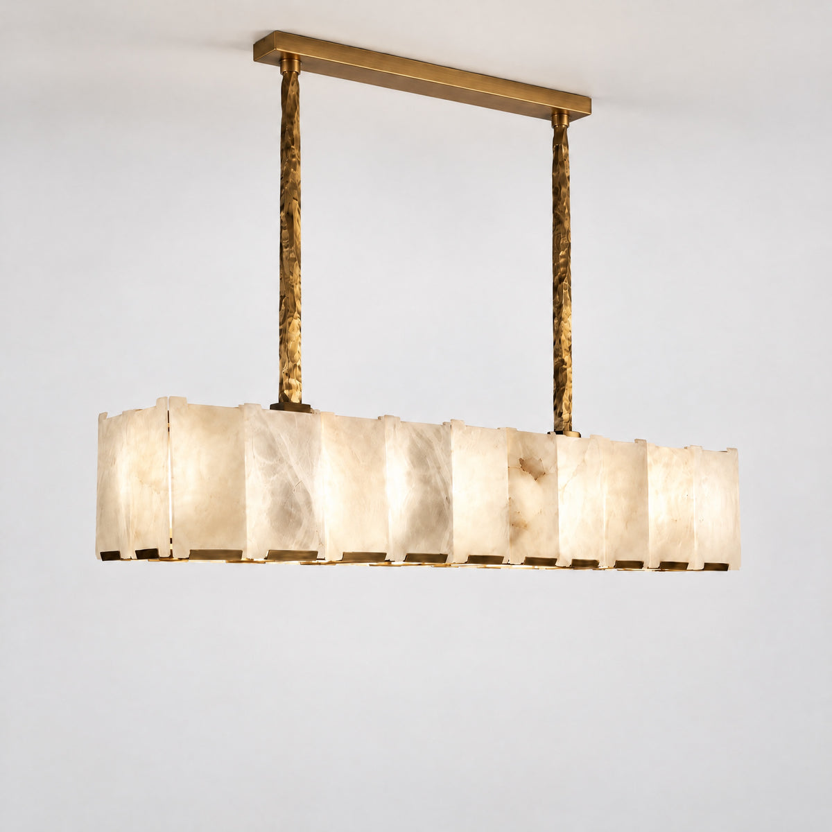 Modern Rectangular Linear Pendant Chandelier – lights on