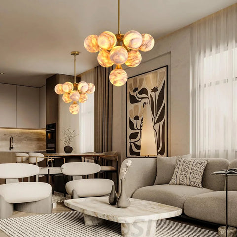 Modern Round Alabaster Chandelier