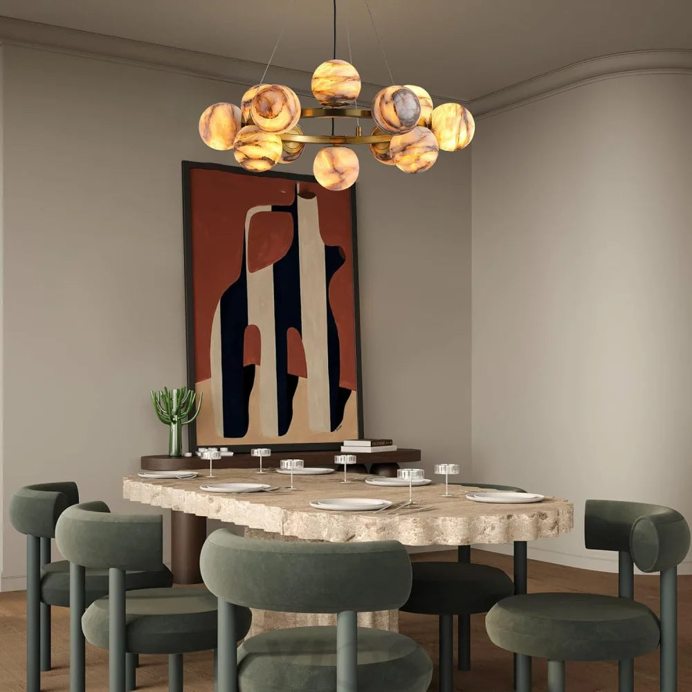 Modern Round Alabaster Chandelier