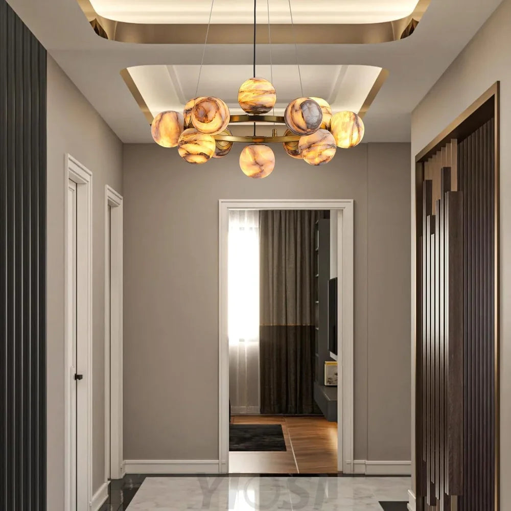 Modern Round Alabaster Chandelier