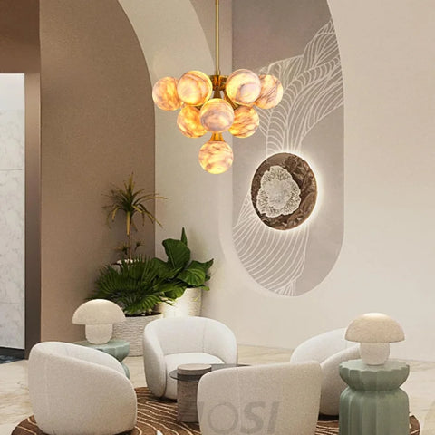 Modern Round Alabaster Chandelier