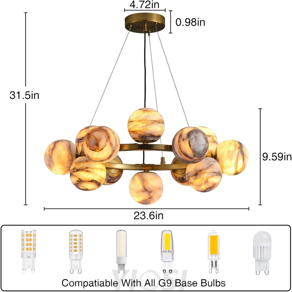 Modern Round Alabaster Chandelier