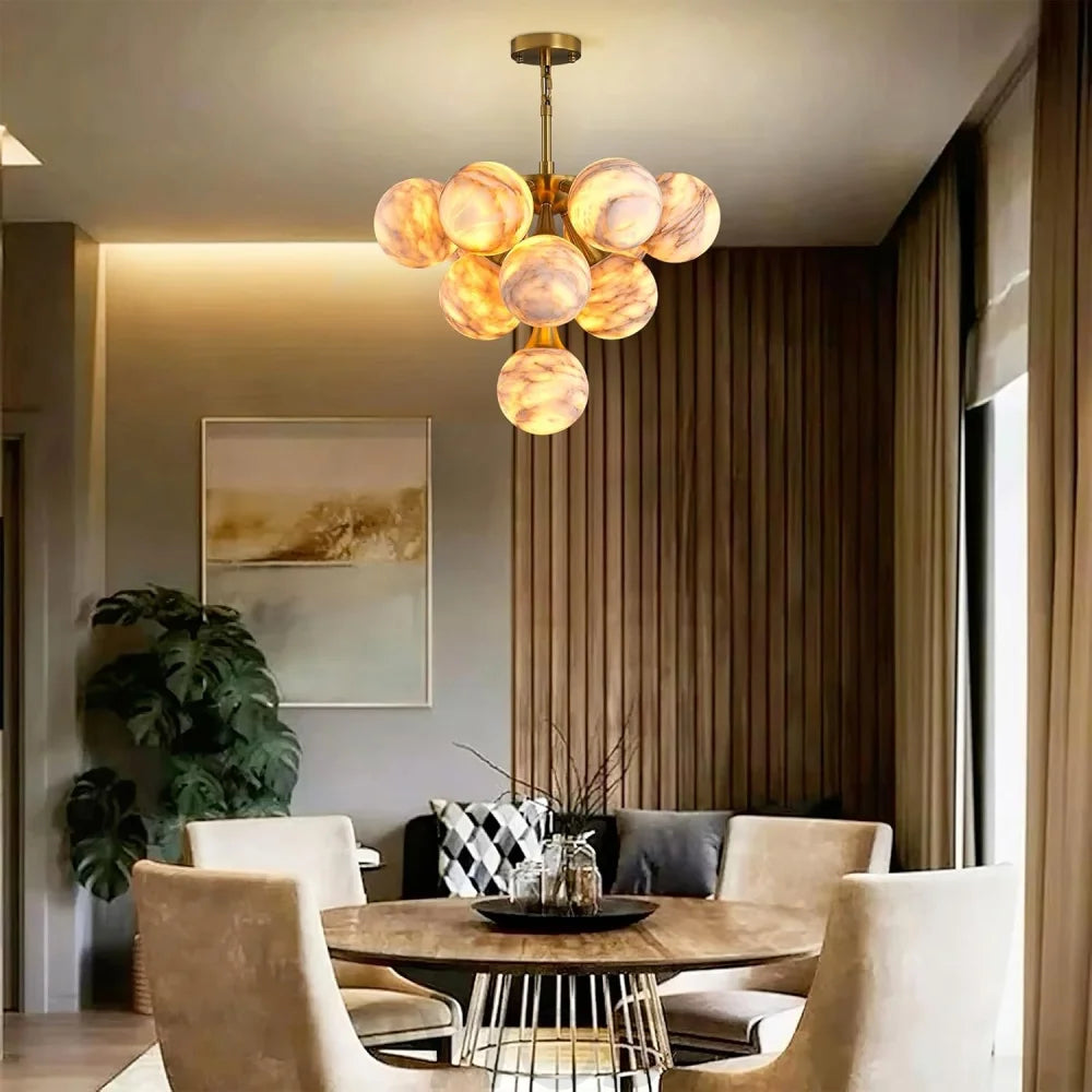 Modern Round Alabaster Chandelier