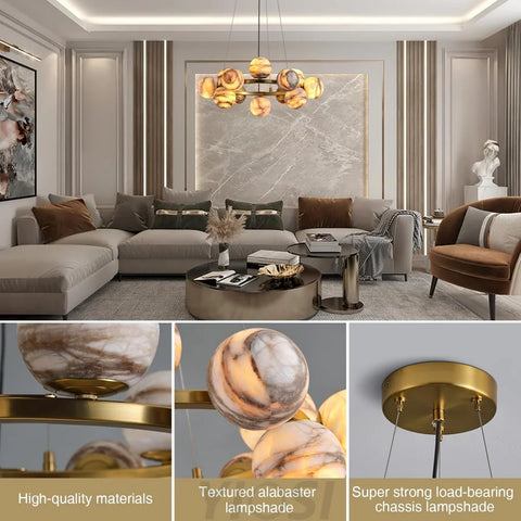 Modern Round Alabaster Chandelier