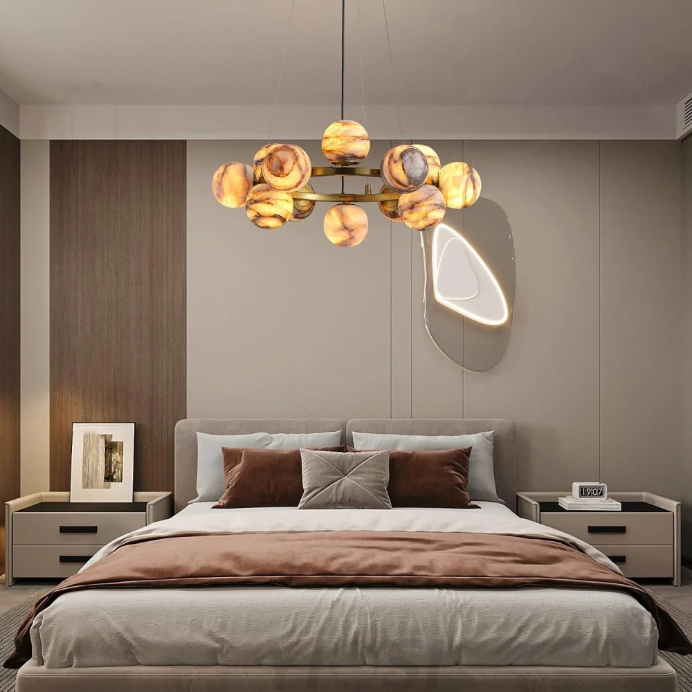Modern Round Alabaster Chandelier