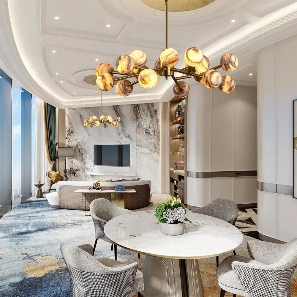 Modern Round Alabaster Chandelier