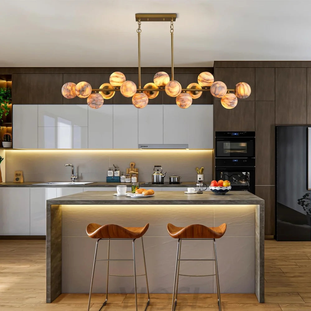 Modern Round Alabaster Chandelier