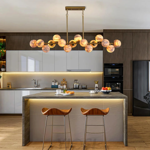 Modern Round Alabaster Chandelier