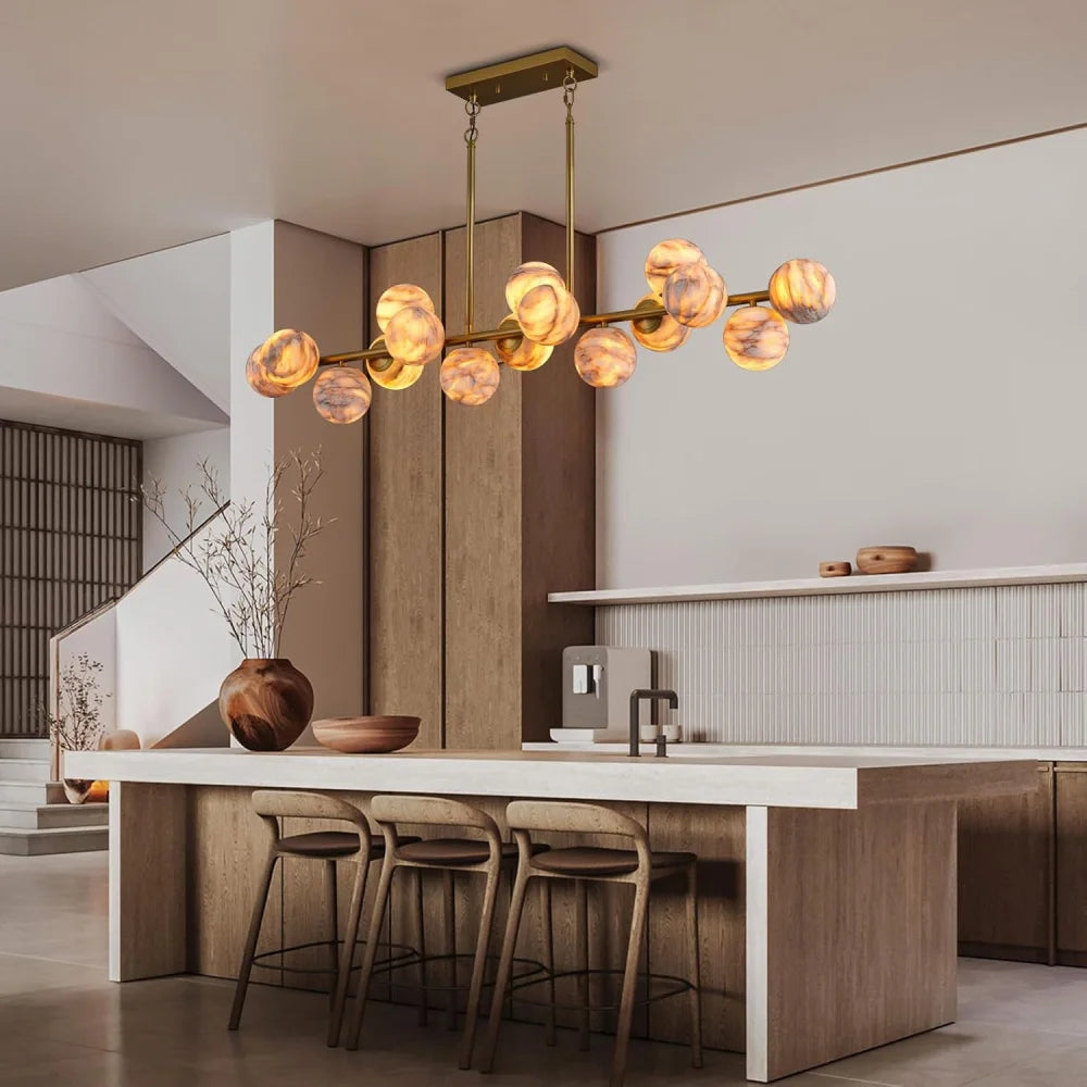 Modern Round Alabaster Chandelier