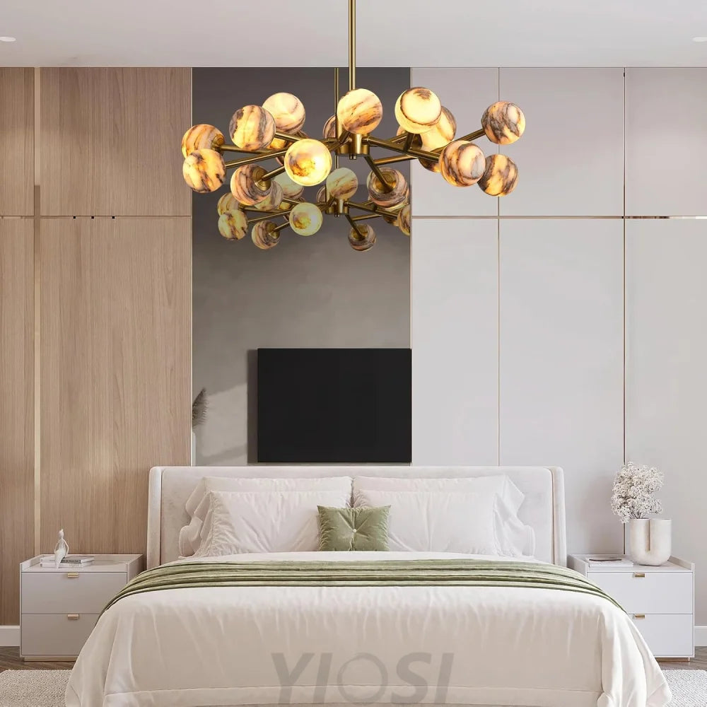 Modern Round Alabaster Chandelier