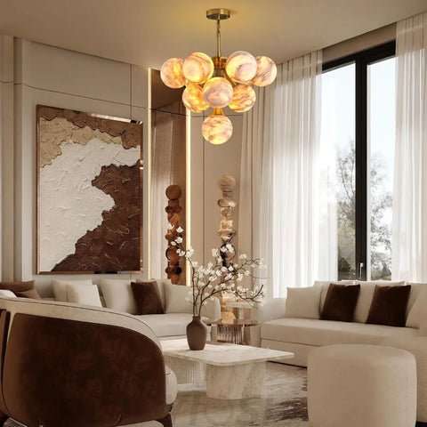 Modern Round Alabaster Chandelier