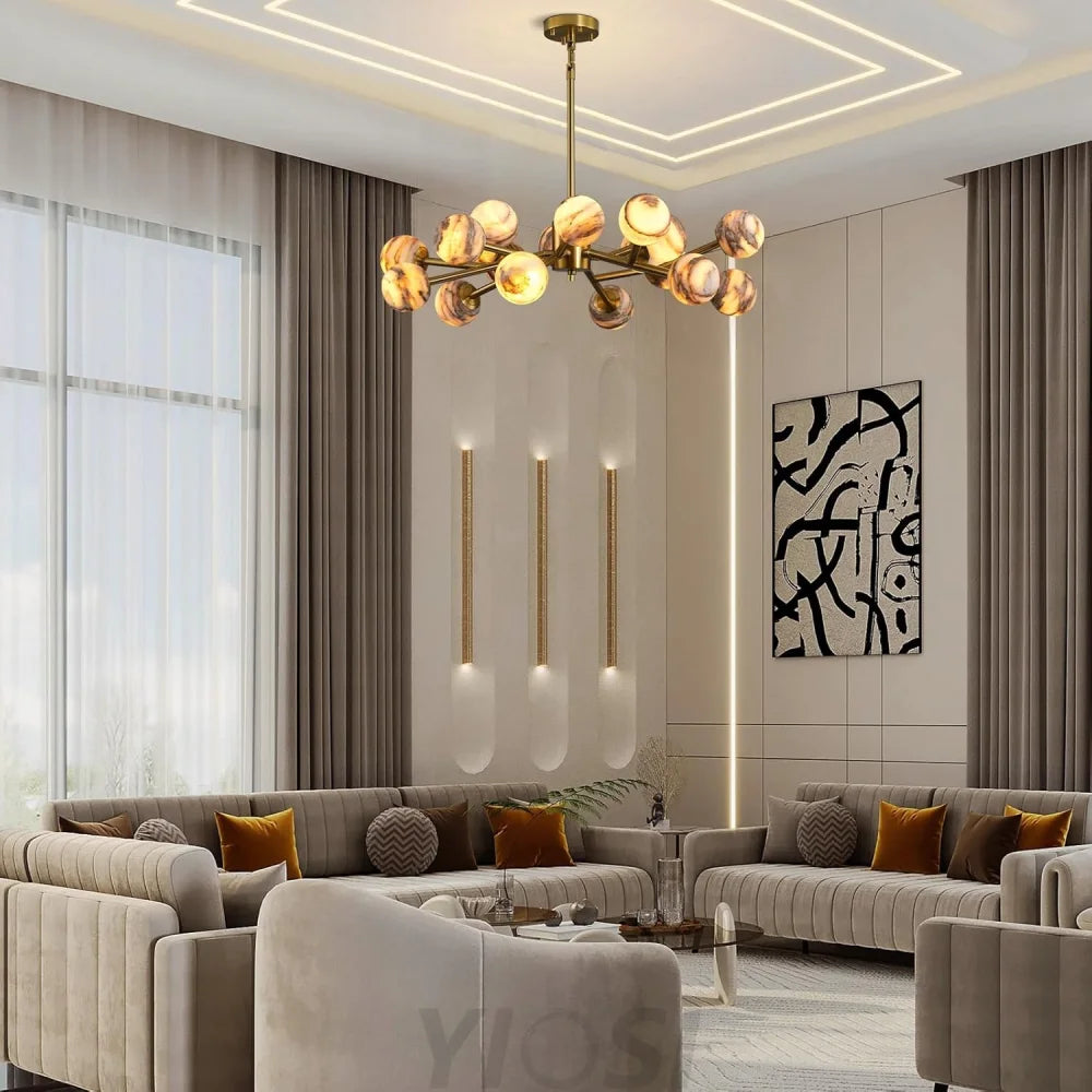 Modern Round Alabaster Chandelier