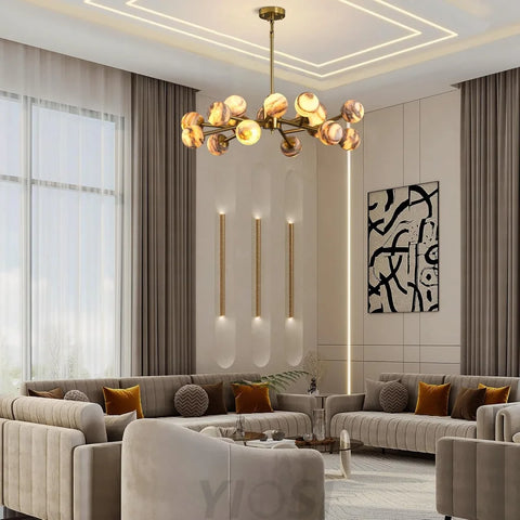 Modern Round Alabaster Chandelier