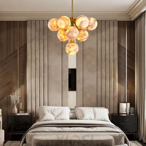 Modern Round Alabaster Chandelier