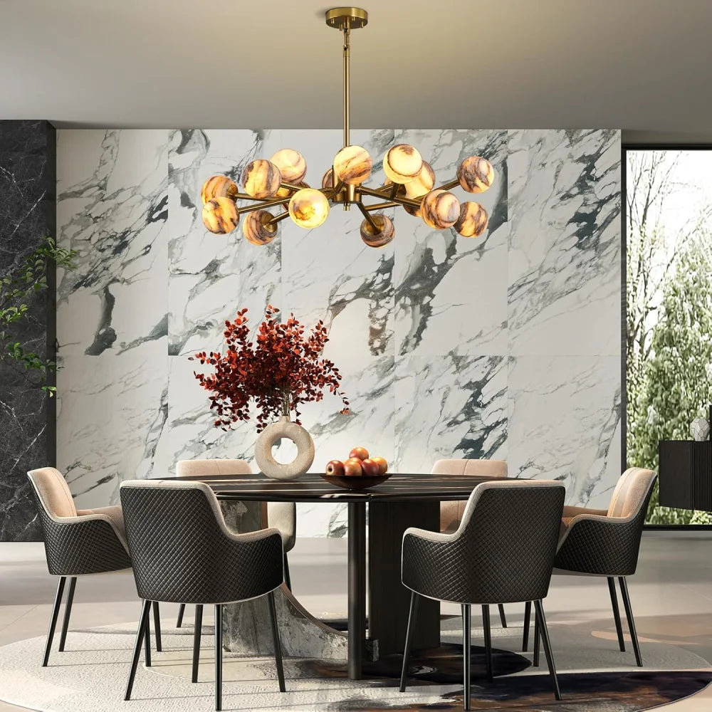 Modern Round Alabaster Chandelier
