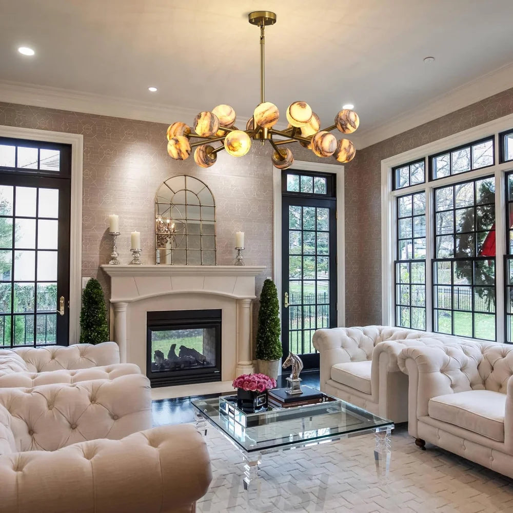 Modern Round Alabaster Chandelier