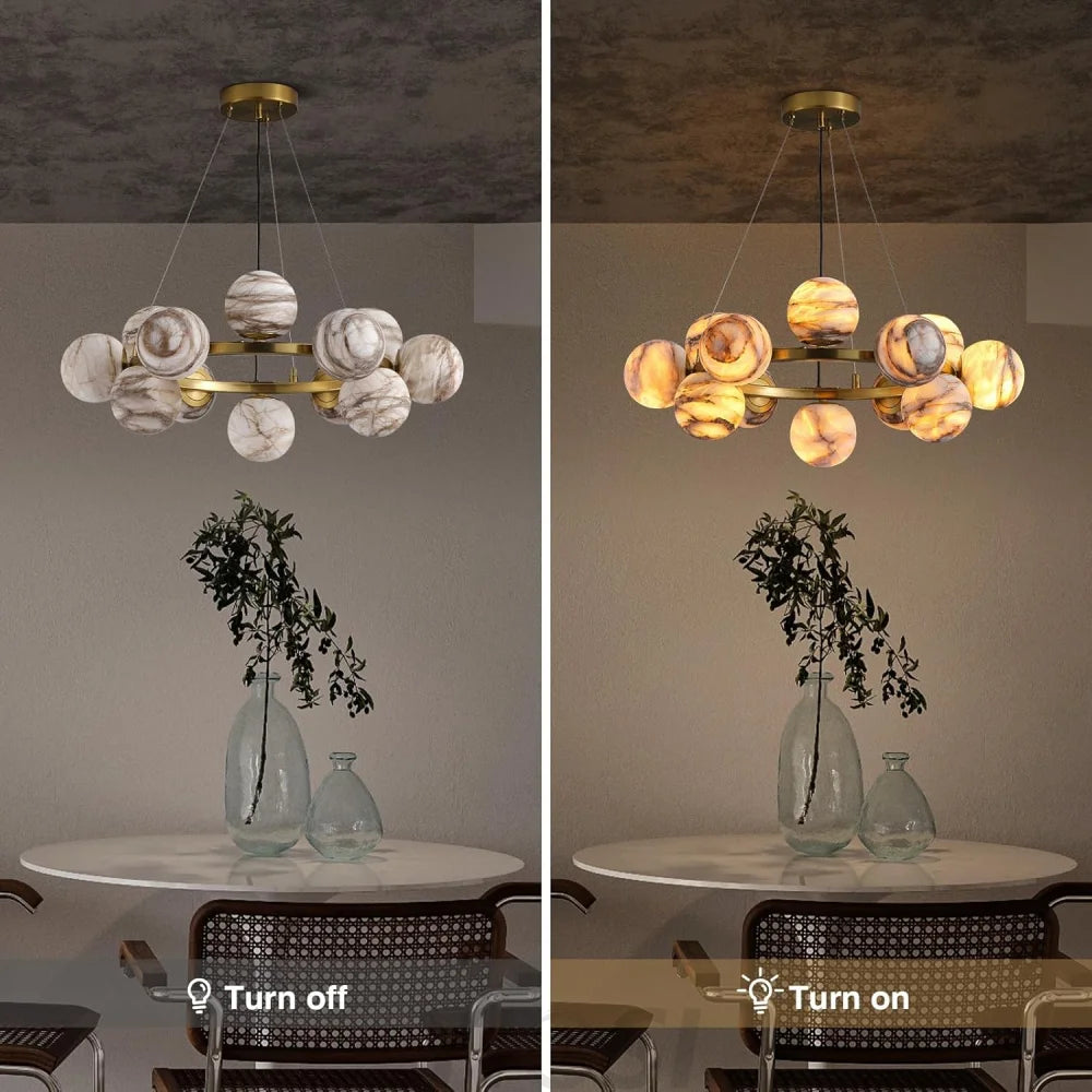 Modern Round Alabaster Chandelier