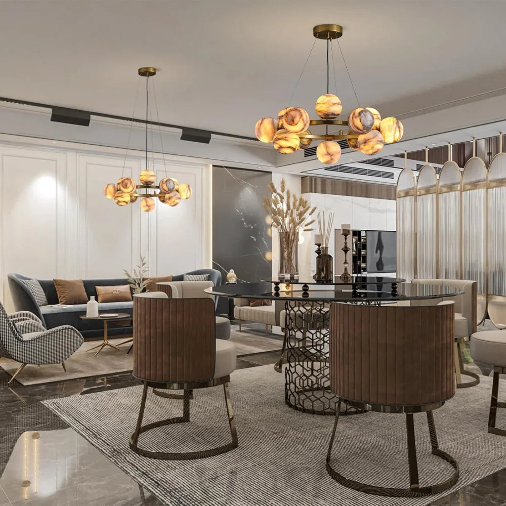 Modern Round Alabaster Chandelier
