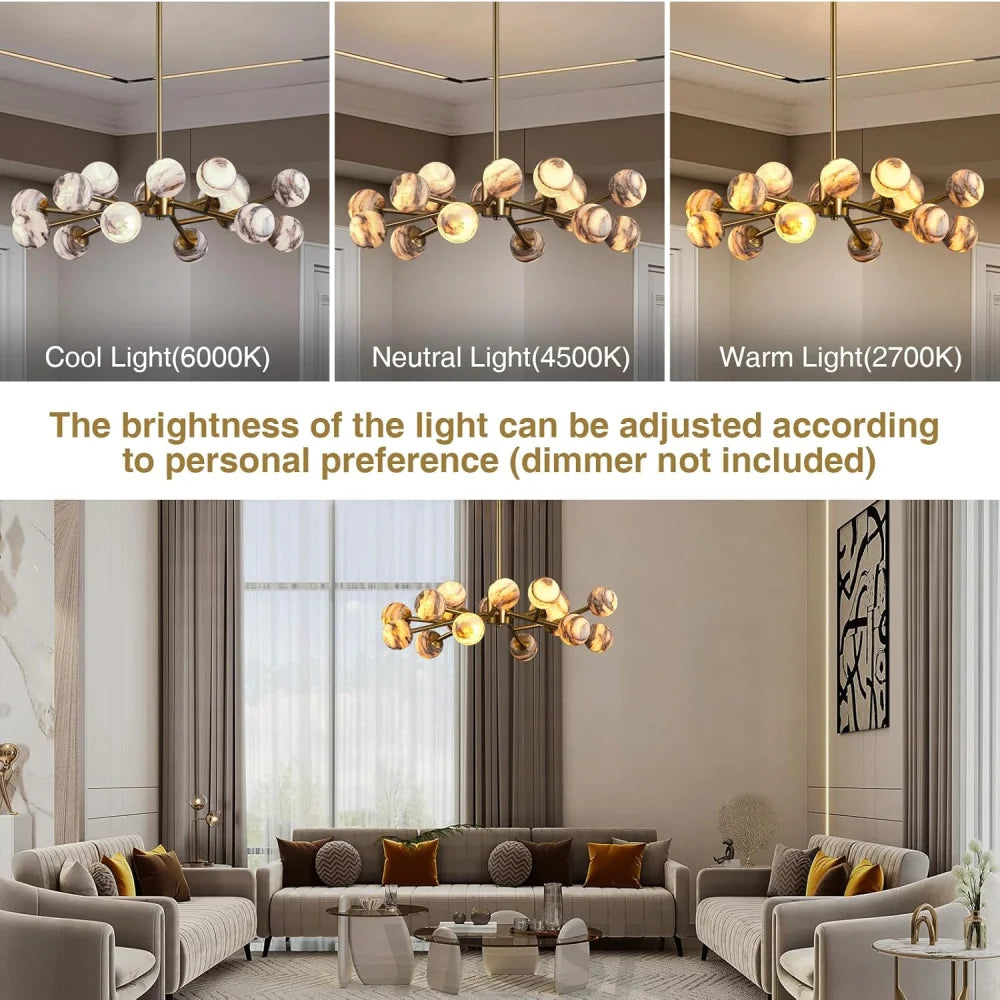 Modern Round Alabaster Chandelier