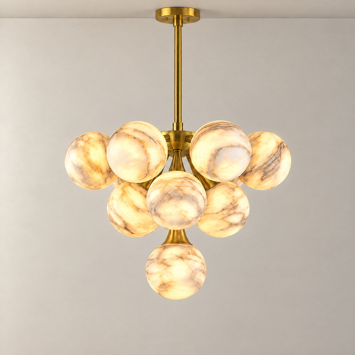 Modern Round Alabaster Chandelier