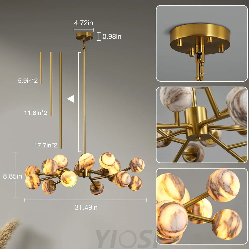 Modern Round Alabaster Chandelier