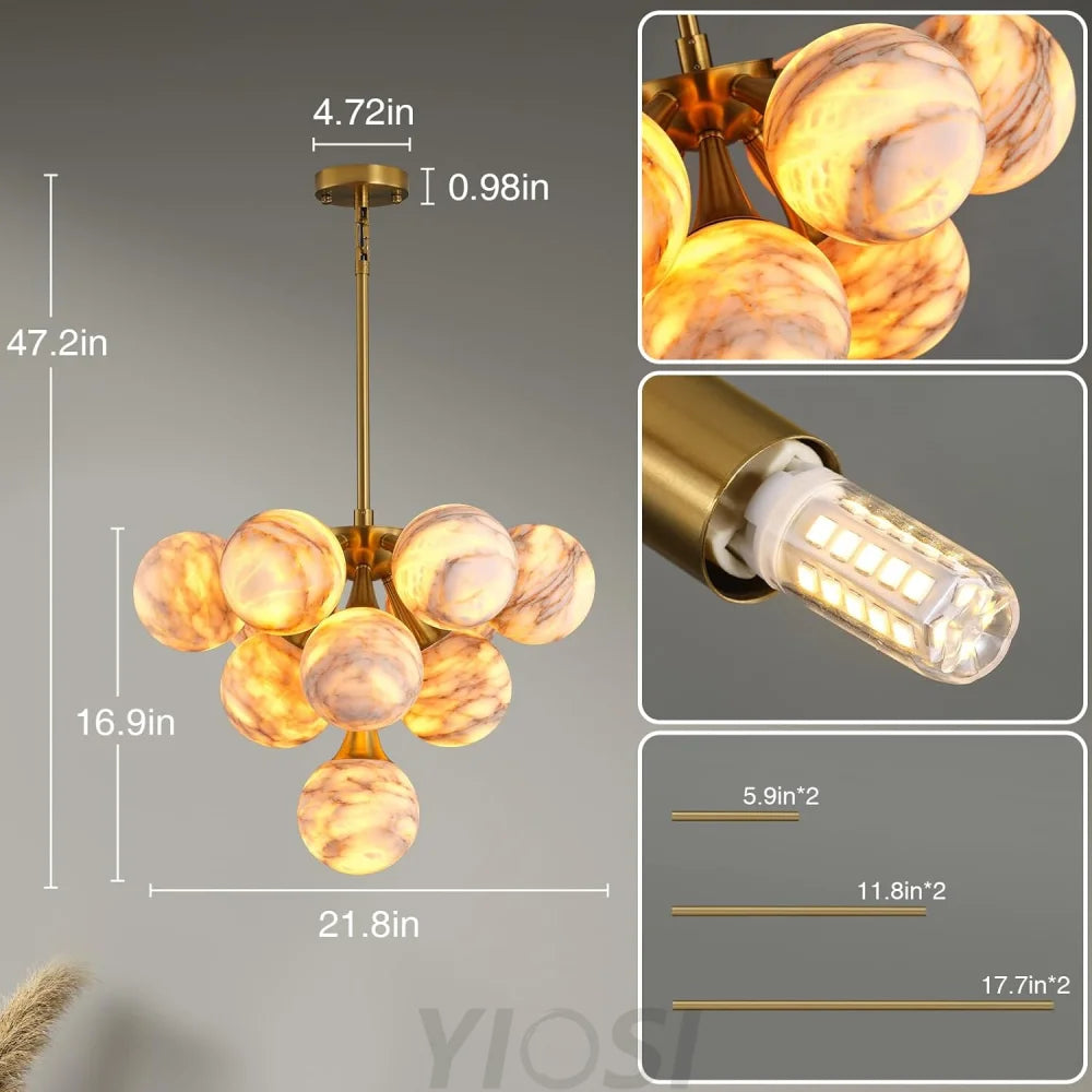 Modern Round Alabaster Chandelier