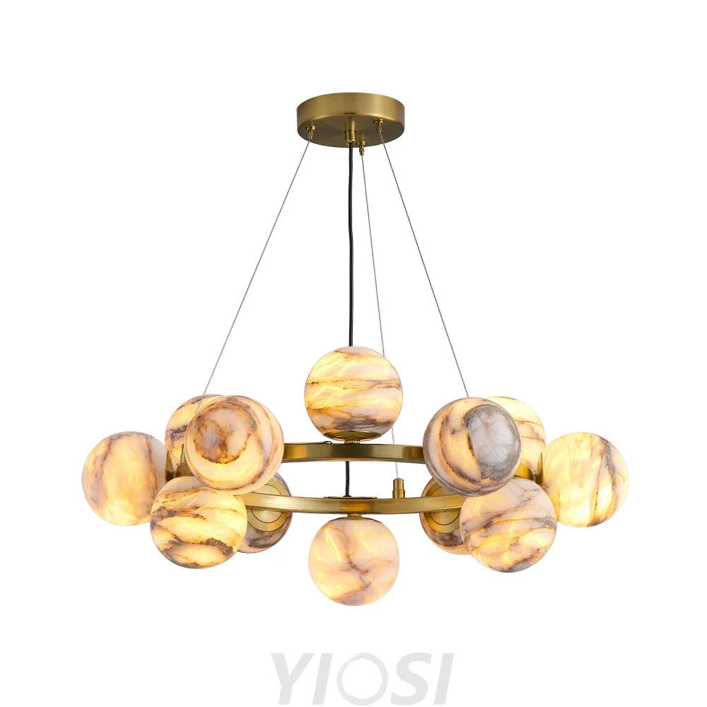 Modern Round Alabaster Chandelier D600