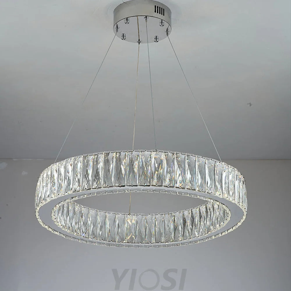 Modern Round Crystal Halo Ring Chandelier 23.6’’D