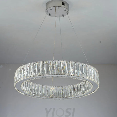 Modern Round Crystal Halo Ring Chandelier 23.6’’D