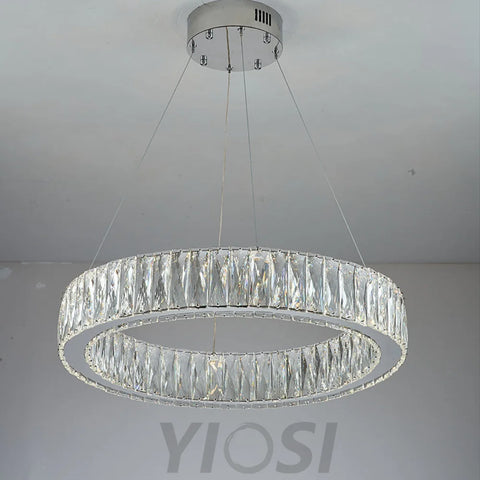 Modern Round Crystal Halo Ring Chandelier 23.6’’D