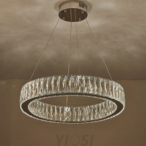Modern Round Crystal Halo Ring Chandelier 23.6’’D