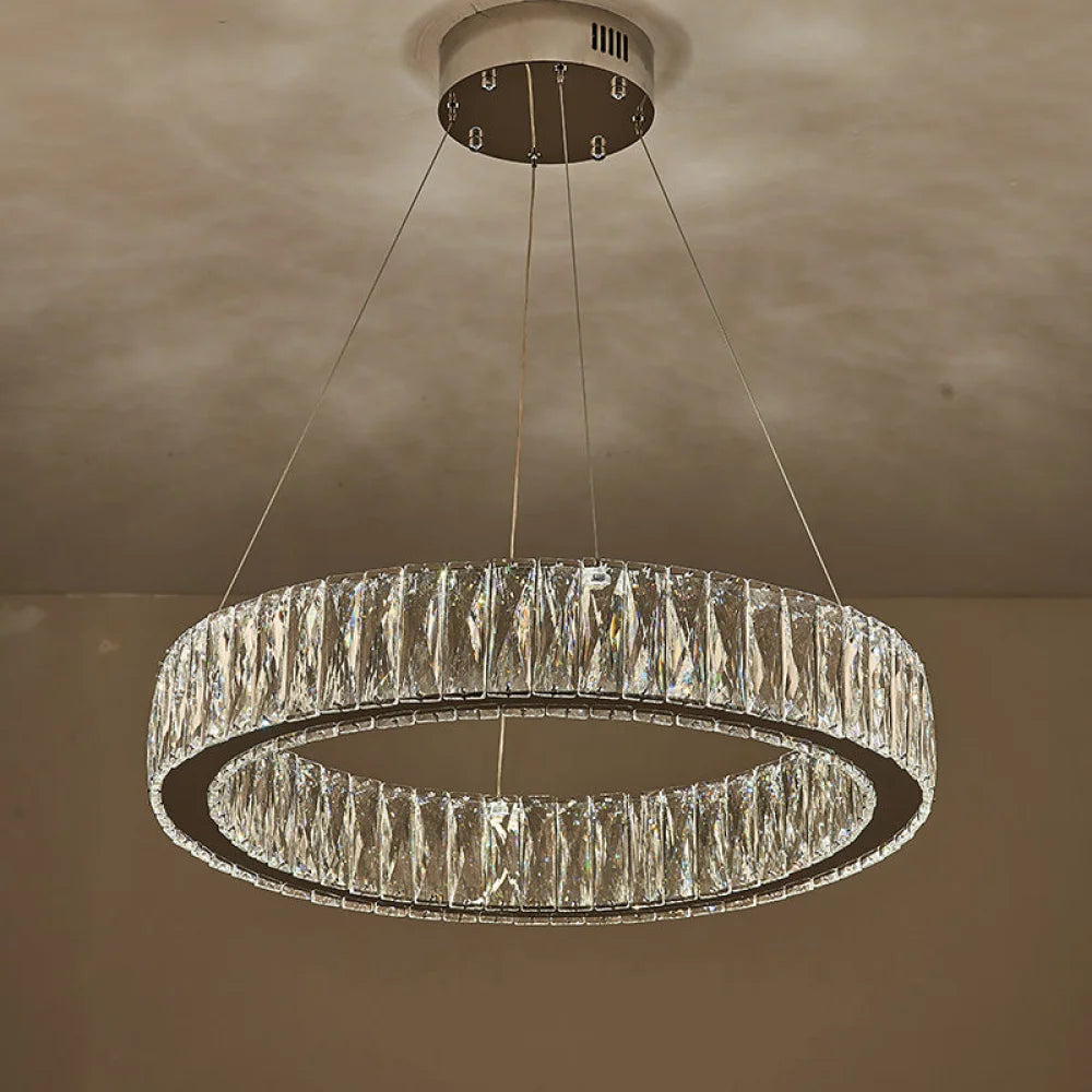 Modern Round Crystal Halo Ring Chandelier 23.6’’D