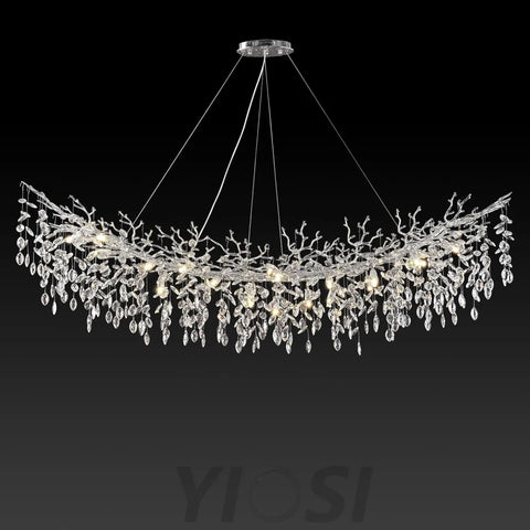 Modern Silver Crystal Glass Tree Branchs Chandelier 55" 72" - Fast Delivery-1-Yiosilamp