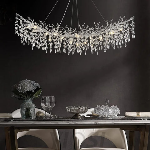 Modern Silver Crystal Glass Tree Branchs Chandelier 55" 72" - Fast Delivery-1-Yiosilamp